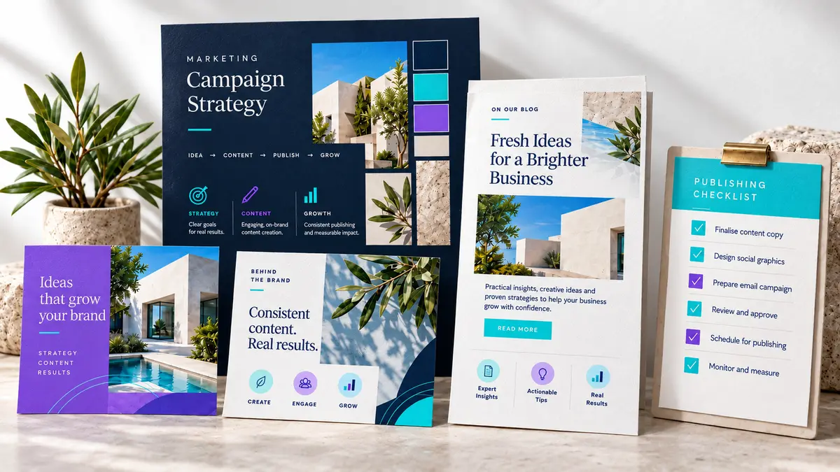 Digital marketing support workspace for content and campaign execution