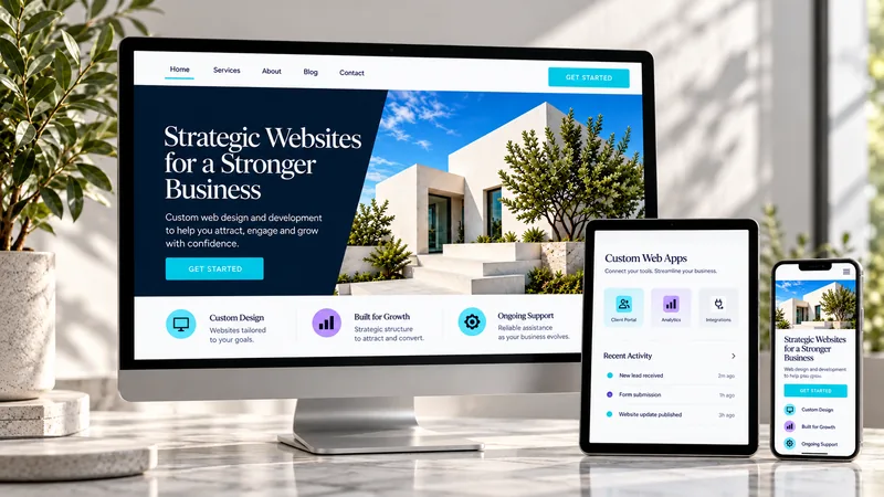Responsive WordPress website design workspace for small businesses